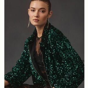 Anthropologie Maeve Sequin Bomber Jacket NWT